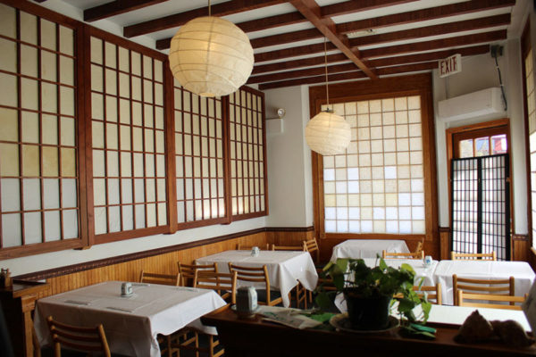 Interior of a restaurant.