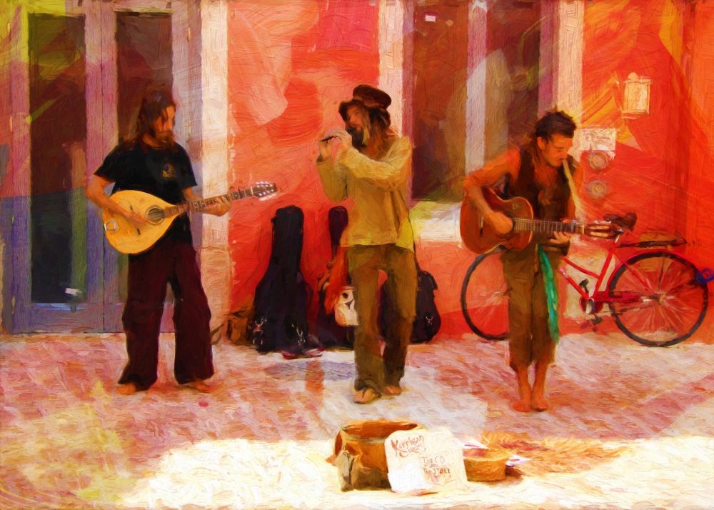 Busking painting.