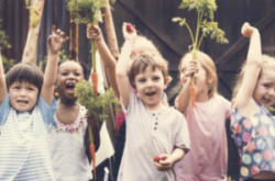 Children with carrots.