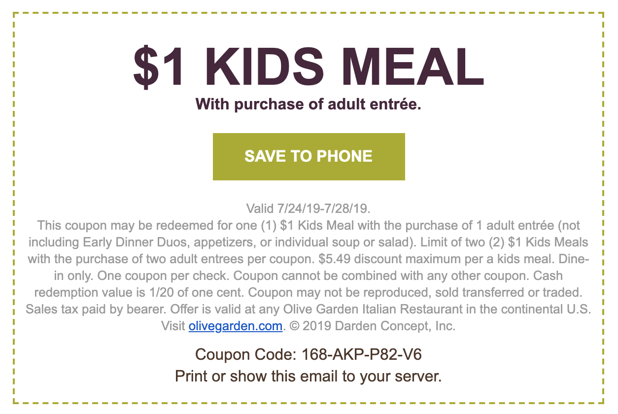 Olive Garden We Ve Got Dinner Covered With A 1 Kids Meal