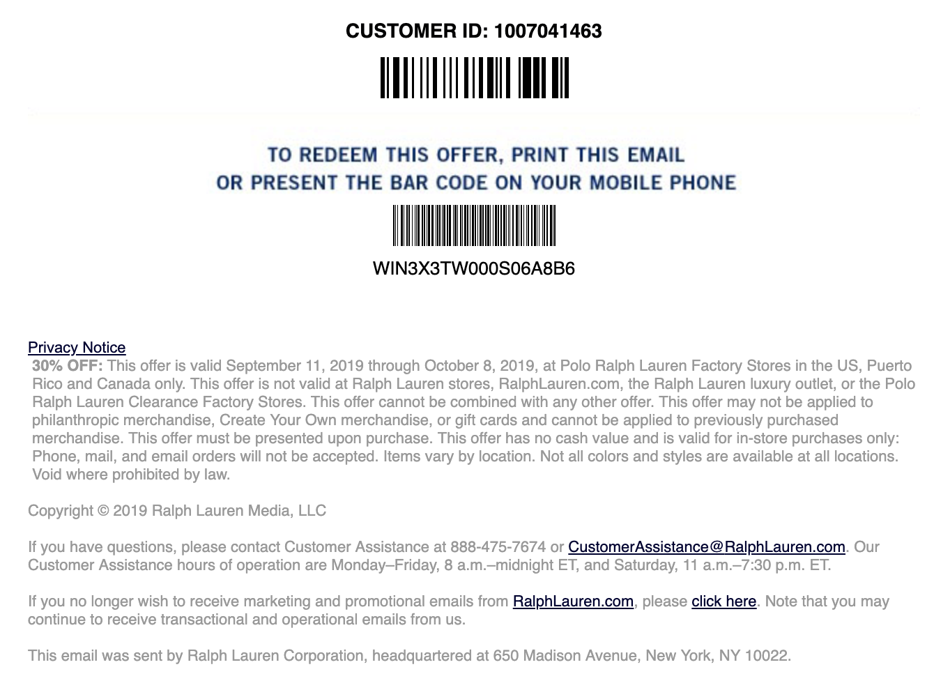 polo ralph lauren email coupons - 50 